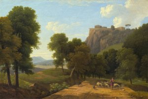 Shepherd with his Flock Oil painting by Jean-Victor Bertin