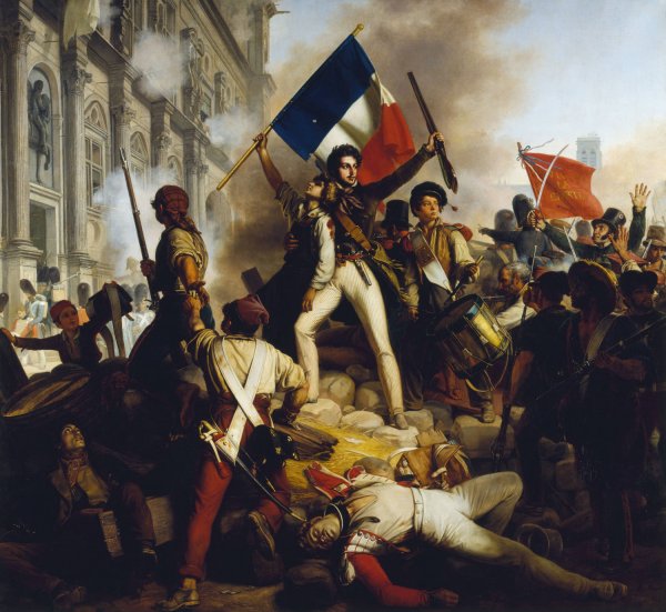 Combat devant l'Hotel de Ville le 28 juillet 1830  by Jean-Victor Schnetz - Hand-Painted Oil Painting Reproduction