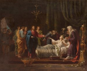 Jesus ressuscitant la fille de Jaire by Jean Vignaud Oil Painting