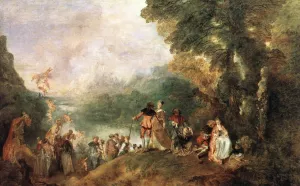 Embarkation for Cythera by Jean Watteau - Oil Painting Reproduction