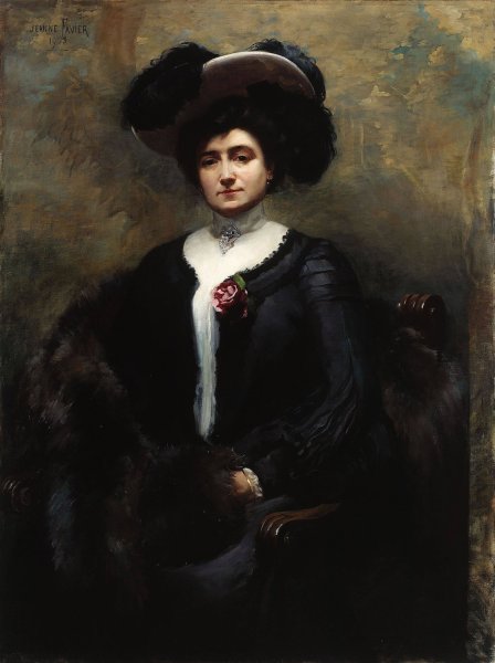 Portrait de Marie-Louise Cognacq, nee Jay  by Jeanne-Magdeleine Favier - Hand-Painted Oil Painting Reproduction