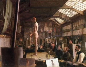Bouguereau's Atelier at the Acadeemie Julian, Paris by Jefferson David Chalfant - Oil Painting Reproduction