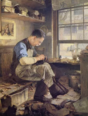 The Shoemaker by Jefferson David Chalfant Oil Painting