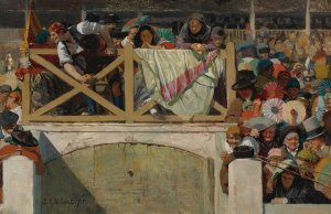 At the corrida by Jehan Georges Vibert Oil Painting