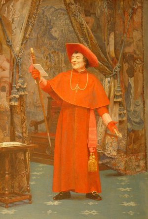 Cardinal, Reading a Letter by Jehan Georges Vibert Oil Painting
