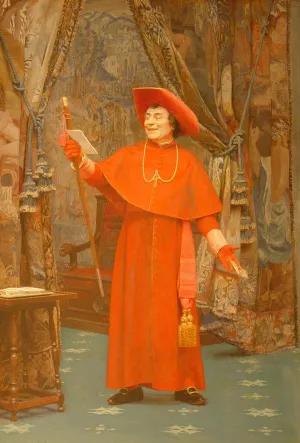 Cardinal, Reading a Letter by Jehan Georges Vibert - Oil Painting Reproduction