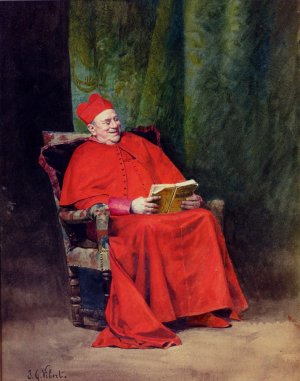 Reading Rabelais by Jehan Georges Vibert Oil Painting