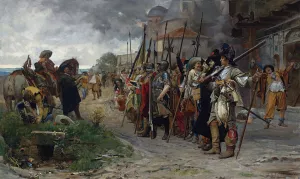 Roll-Call After The Pillage by Jehan Georges Vibert Oil Painting