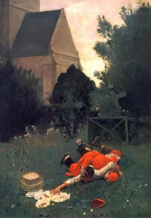Scramble for the Lunch Oil painting by Jehan Georges Vibert