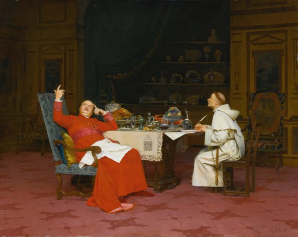 Sermon Sur L'abstinence by Jehan Georges Vibert - Hand-Painted Oil Painting Reproduction