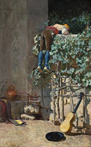 Sneaking A Peek by Jehan Georges Vibert Oil Painting