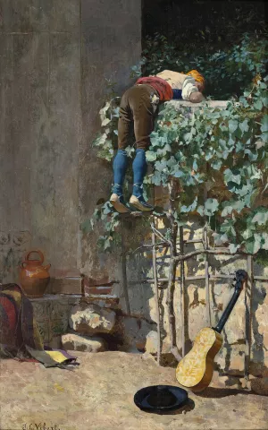 Sneaking A Peek by Jehan Georges Vibert Oil Painting