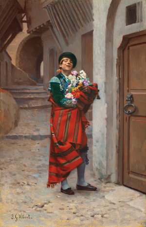 Spanish Bullfighter with Flowers by Jehan Georges Vibert Oil Painting