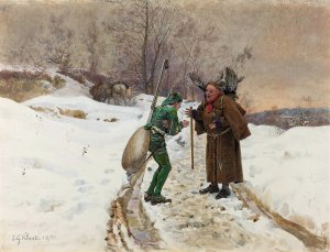 The Ant and the Grasshopper by Jehan Georges Vibert Oil Painting
