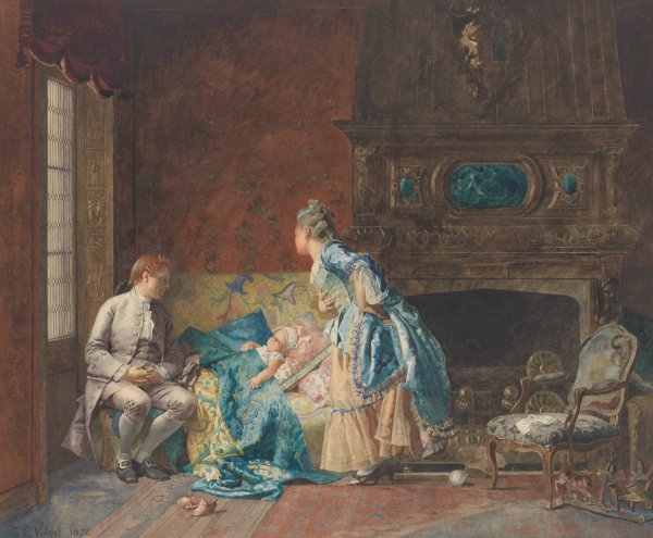 Main Product Photo of The First Babe  Painting by Jehan Georges Vibert