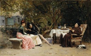 The Reprimand by Jehan Georges Vibert Oil Painting