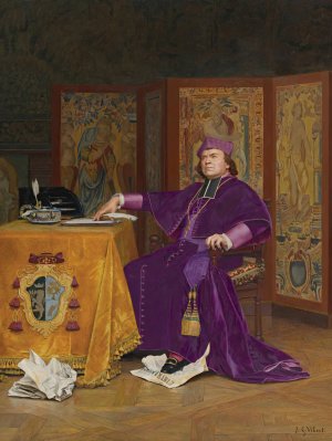 The wrath of the bishop by Jehan Georges Vibert Oil Painting