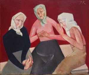 Three Old Ladies by Jekabs Kazaks Oil Painting