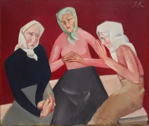 Three Old Ladies by Jekabs Kazaks Oil Painting