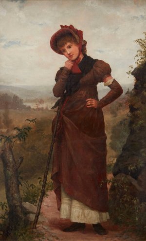 A Walk through the Country by Jennie Augusta Brownscombe Oil Painting