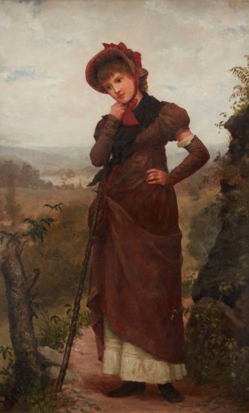 A Walk through the Country  by Jennie Augusta Brownscombe - Hand-Painted Oil Painting Reproduction