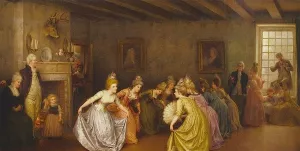 Colonial Minuet by Jennie Augusta Brownscombe - Oil Painting Reproduction