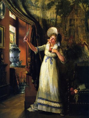 In Anticipation of the Invitation by Jennie Augusta Brownscombe Oil Painting