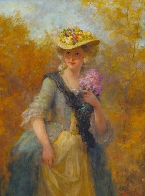 Sunday Bonnet by Jennie Augusta Brownscombe Oil Painting