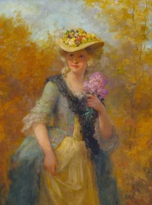 Sunday Bonnet by Jennie Augusta Brownscombe Oil Painting
