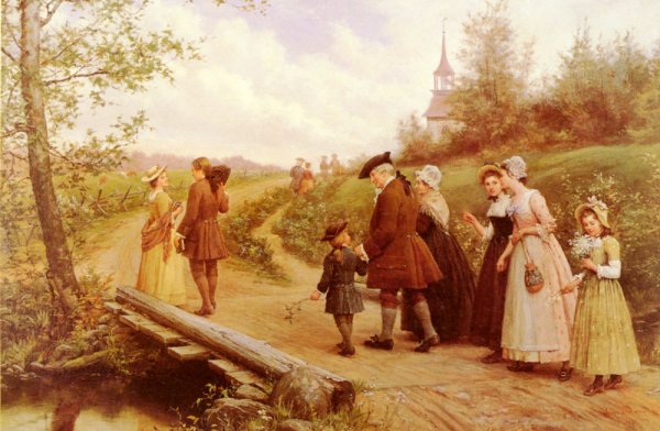 Main Product Photo of Sunday Morning Painting by Jennie Augusta Brownscombe