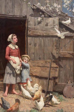 The White Dove by Jennie Augusta Brownscombe Oil Painting