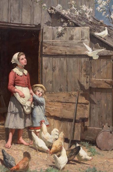 The White Dove  by Jennie Augusta Brownscombe - Hand-Painted Oil Painting Reproduction