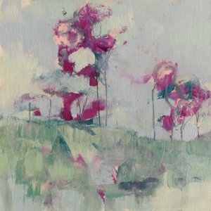 Fuchsia Treeline II by Jennifer Goldberger Oil Painting
