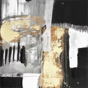 Golden Strokes I Oil Painting by Jennifer Goldberger - Contemporary