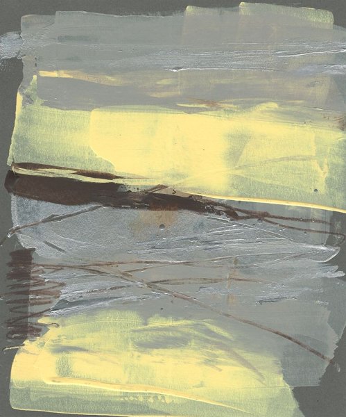 Lemon & Silver Swipe I by Jennifer Goldberger - Hand-Painted Oil Painting Reproduction