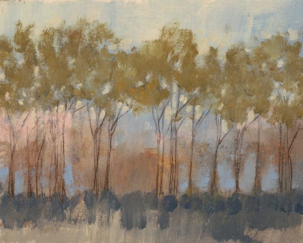 Ochre Treeline I by Jennifer Goldberger - Hand-Painted Oil Painting Reproduction