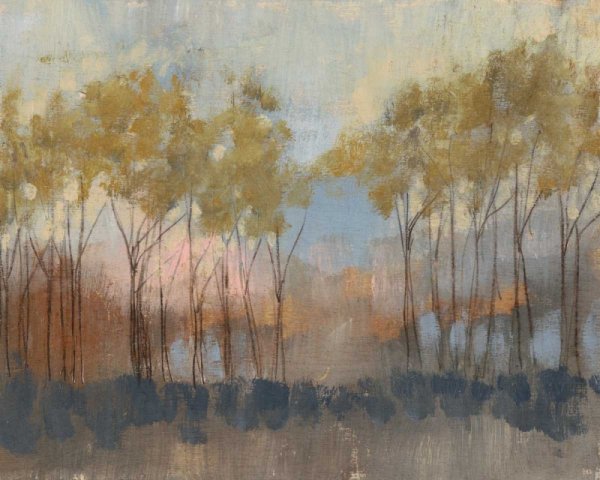 Ochre Treeline II by Jennifer Goldberger - Hand-Painted Oil Painting Reproduction