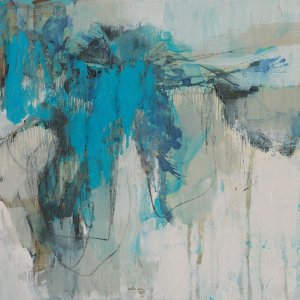 Painterly Teal II Oil Painting by Jennifer Goldberger - Contemporary