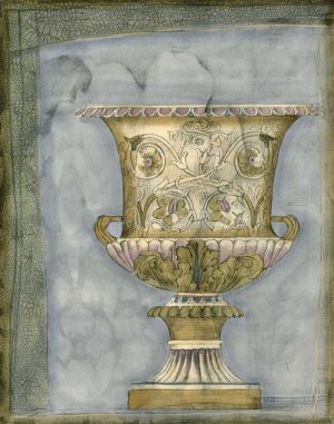 Small Urn and Damask I (ST) by Jennifer Goldberger Oil Painting