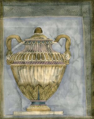Small Urn and Damask III (ST) by Jennifer Goldberger Oil Painting