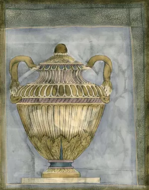 Small Urn and Damask III (ST) Oil Painting by Jennifer Goldberger - Contemporary