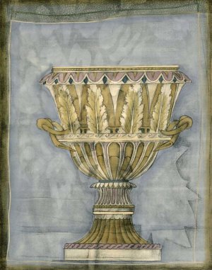 Small Urn and Damask IV (ST) by Jennifer Goldberger Oil Painting