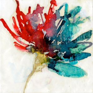Splashed Flower I by Jennifer Goldberger Oil Painting