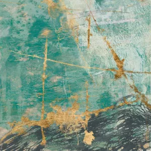 Teal Lace II Oil Painting by Jennifer Goldberger - Contemporary