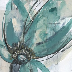 Teal Petals I by Jennifer Goldberger Oil Painting