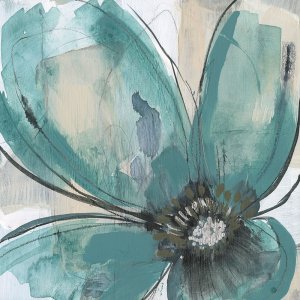Teal Petals II Oil painting by Jennifer Goldberger