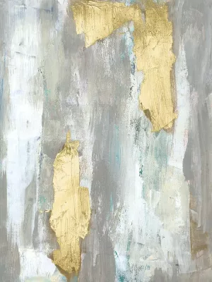 Textured Neutrals & Gold I Oil Painting by Jennifer Goldberger - Contemporary