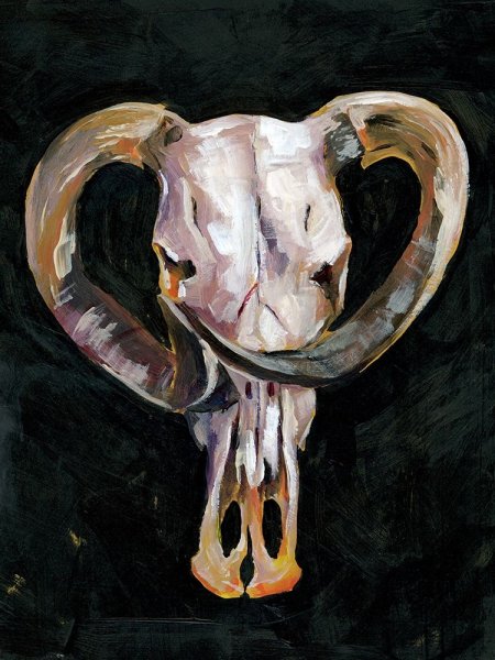 Horned Skull II by Jennifer Paxton Parker - Hand-Painted Oil Painting Reproduction