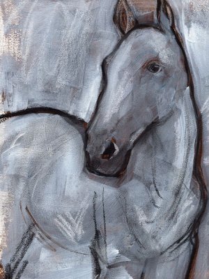 White Horse Contour II by Jennifer Paxton Parker Oil Painting