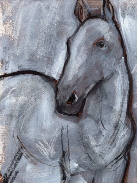 Main Product Photo of White Horse Contour II Painting by Jennifer Paxton Parker